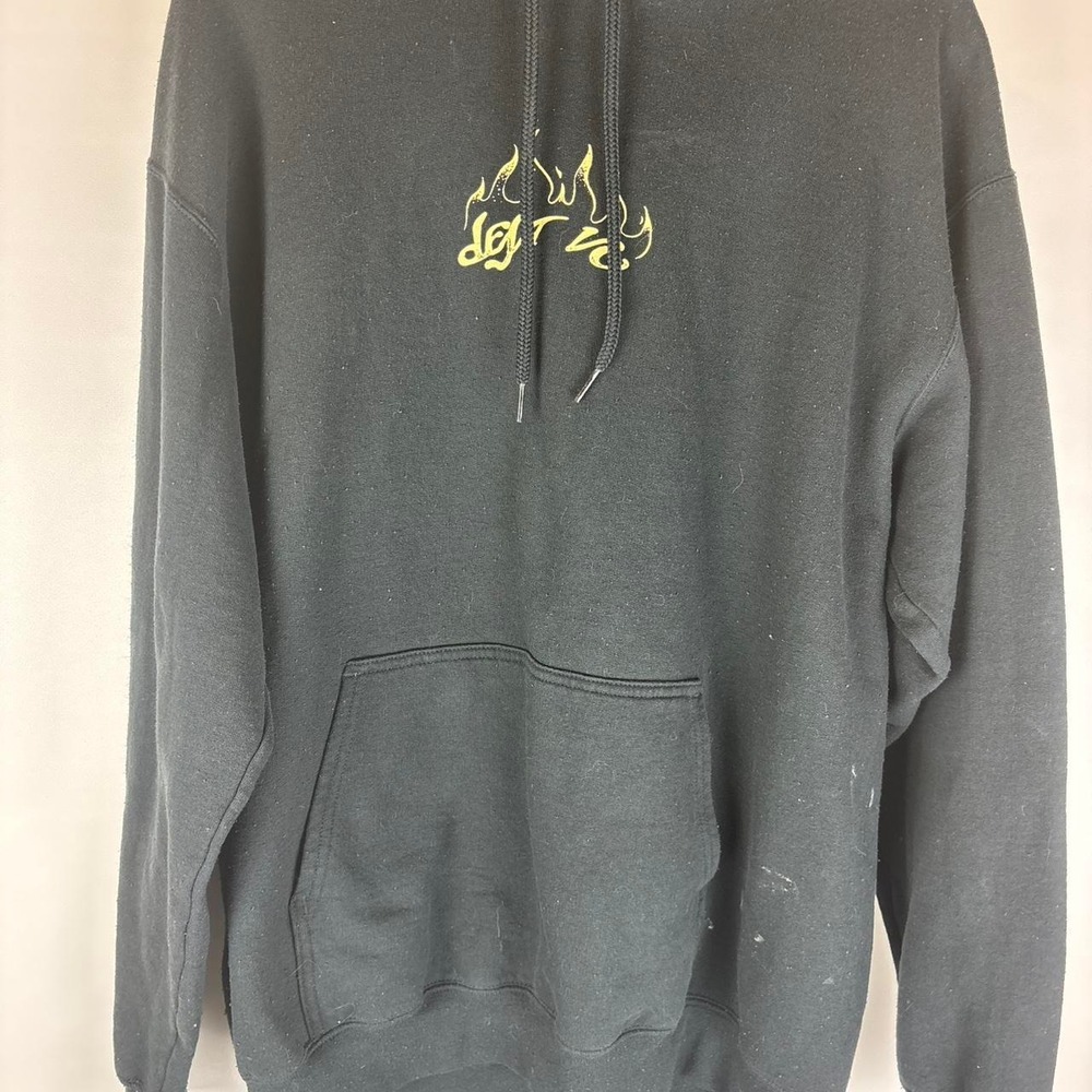 Womens Olivia Rodrigo "Sour" hoodie with yellow flame graphic